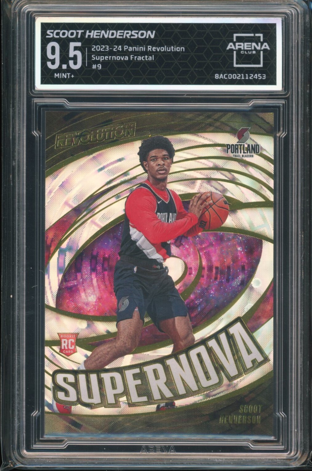 2023-24 Panini Revolution #9 Scoot Henderson Supernova Fractal Arena 9.5