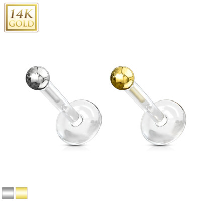 14K Solid Gold 2mm Ball Top Bio-Flex Labret Ear Cartilage Helix