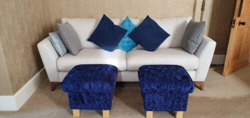 Storage Footstool Porter & Stone Balmoral Tartan Check Fabric Pouffe Ochre - Picture 17 of 55