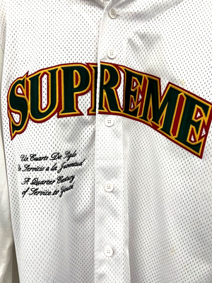 supreme mesh hooded L/S baseball jersey hoodie jacket Large | eBay