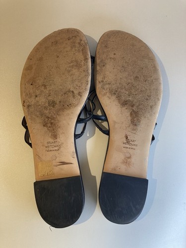 STUART WEITZMAN Womens Black Slip On Leather Thong Sandals 10 - Picture 4 of 15