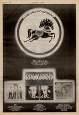 Splinter George Harrison Dark Horse UK LP advert 1975