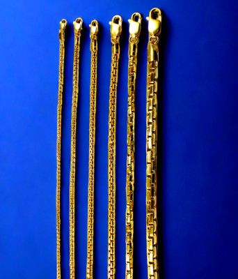 14K Yellow Gold Venetian Round Box Necklace Bracelet Chain Real 1.5mm-5mm 7''-30''
