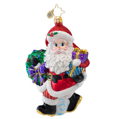 Christopher Radko - Tardy For The Party - Santa with Wreath Ornament 1017054