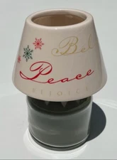 RiteAid Home Lamp Shape Glass Jar Scented Candle w/Ceramic Shade Holly Wreath