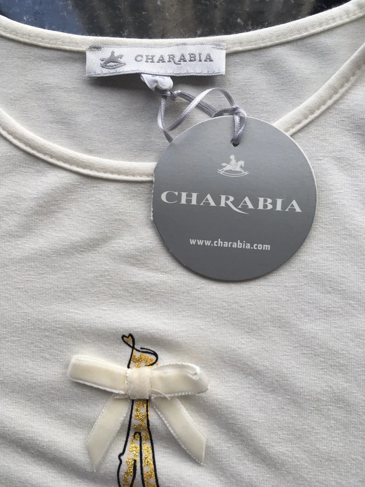 TORRE EIFFEL MOTIVO BRILHANTE COM FITA TOPPERBGOLD MENINA LS MARFIM TOP 6 ANOS NOVO COM ETIQUETAS - Imagem 4 de 4