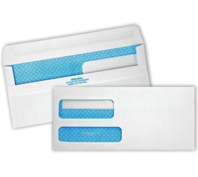Quality Park #9 SFI Double Window Envelopes, Redi-Seal, White Wove, 250/box New