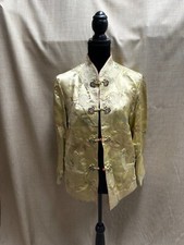 Reversible bright gold Chinese style jacket with floral print on one both sides