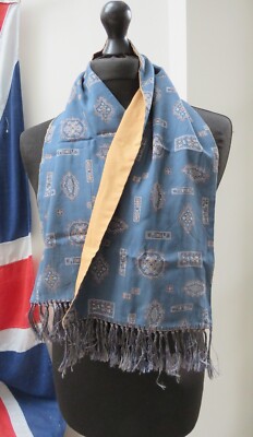 Vintage Tootal Gentleman s Scarf Cavendish Range Blue And Camel