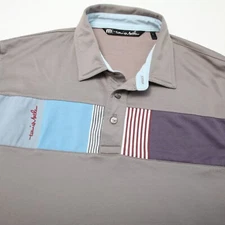 Travis Mathew Polo Shirt Mens Large Gray Accent Stripe No Logo Golf *