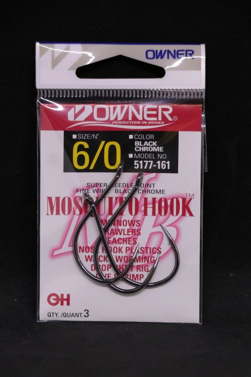 OWNER Mosquito Bait Hooks 5177-161 Size 6/0 - 3 pack Black