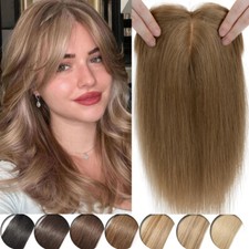 7a Clip in Top Wig REAL Human Hair Topper Toupee Piece Silk Base Women Hairpiece