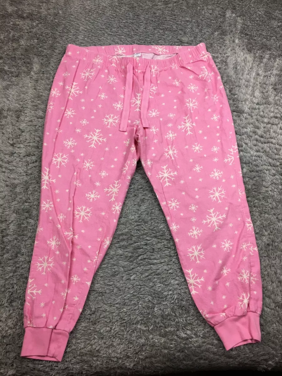 Old Navy Pajama Pants Womens Size Large Pink Snowflake Sleep Warm