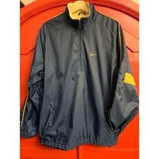 Nike Vintage Navy  Gold Half Zip Pullover Lined Jacket Swoosh Mint Condition S