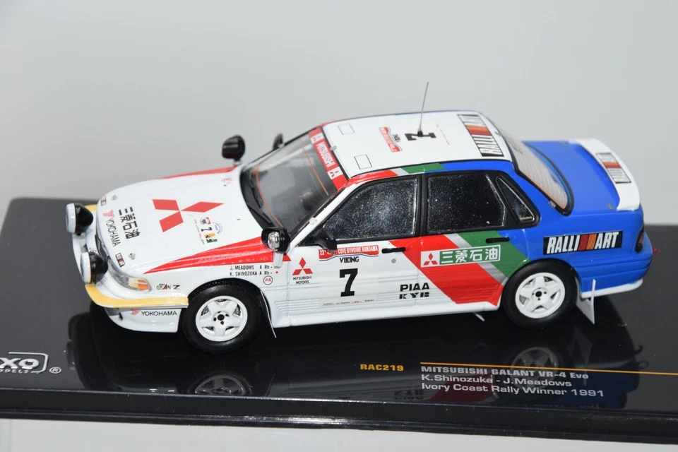 B25 1:43 IXO RAC219 MITSUBISHI GALANT VR-4 EVO IVORY COAST RALLY WINNER 1991 MIB - Immagine 3 di 4