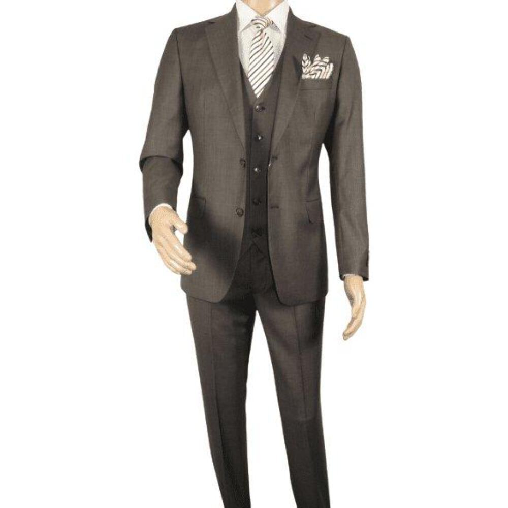 Мужской костюм BERLUSCONI Турция, 100% итальянская шерсть Super 180s, 3 шт., #Ber6 Коричневый