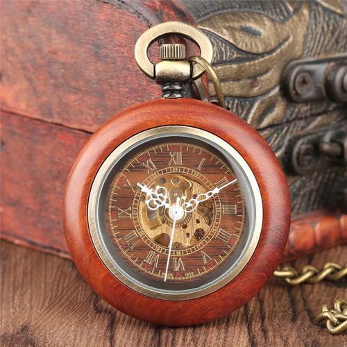 VINTAGE antico Orologio da taschino meccanico Automatico Skeleton Quadrante  Ciondolo Catena | eBay
