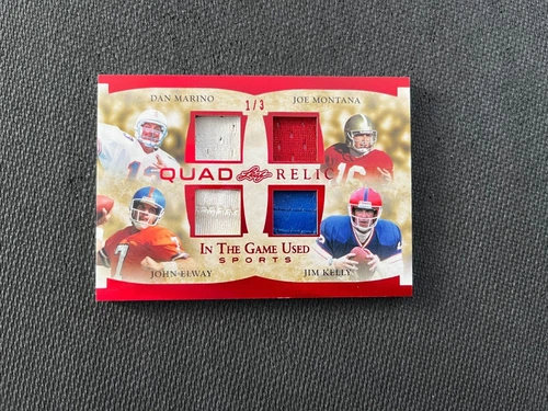 2022 Leaf Game Used Football Marino Montana Elway Kelly 4 patch Jersey HOF  1/3