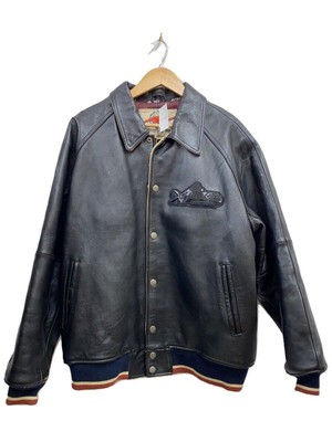 AVIREX Stadium Jacket 80-90s VARSITY L LEATHER Black Used | eBay