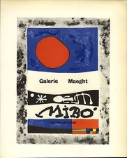 1959 Mini Poster Lithograph ORIGINAL Print Joan Miro Recent Works Ceuvres
