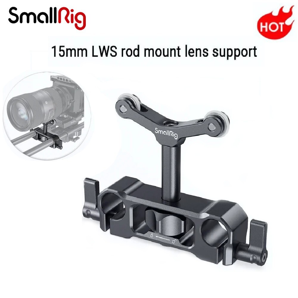 SmallRig Universal 15mm LWS Rod Mount Lens Support For 73-108mm