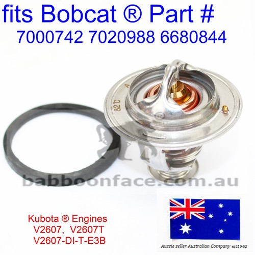 fits Bobcat Thermostat & Gasket 7000742 7020988 6680844 Kubota V2607T S570 S590 - Afbeelding 6 van 10