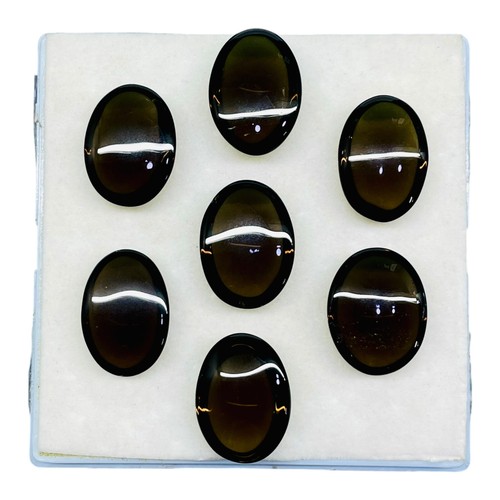 7 Pcs Natural Smoky Quartz 24-25mm Huge Oval Cabochon Loose Gemstones 192.25 Cts - Picture 9 of 9
