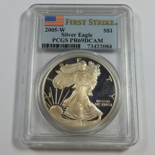 2005 W PCGS PR69 DCAM PROOF - 1 oz Silver American Eagle SAE $1 US Coin #53920A