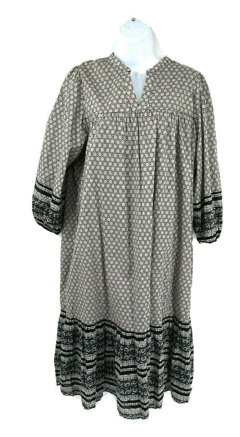 Anna Sui Uniqlo Black White Floral Ruffle Midi Dress Womens Medium Sweed thumbnail 13