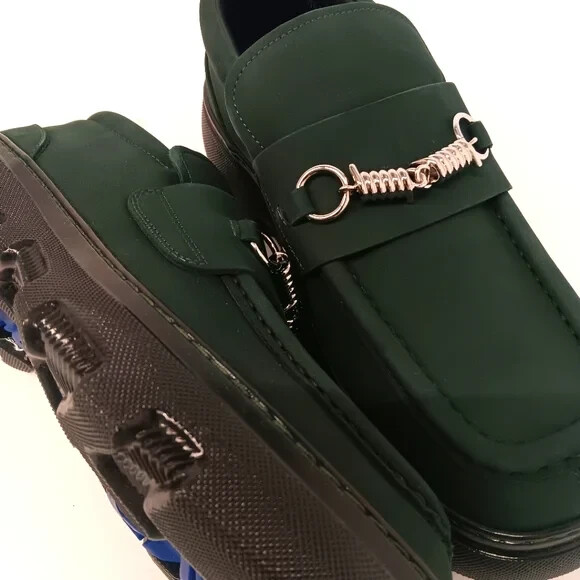 NEW BURBERRY men\'s creeper clamp slip on loafers in green Burberry Men main image 3