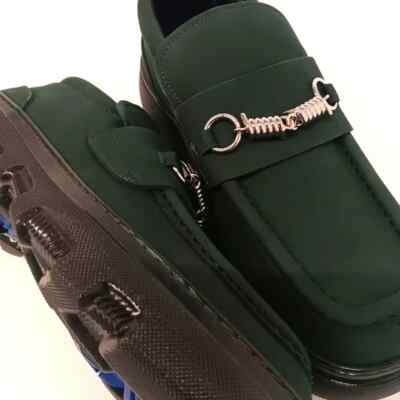 NEW BURBERRY men\'s creeper clamp slip on loafers in green Burberry Men main image 2