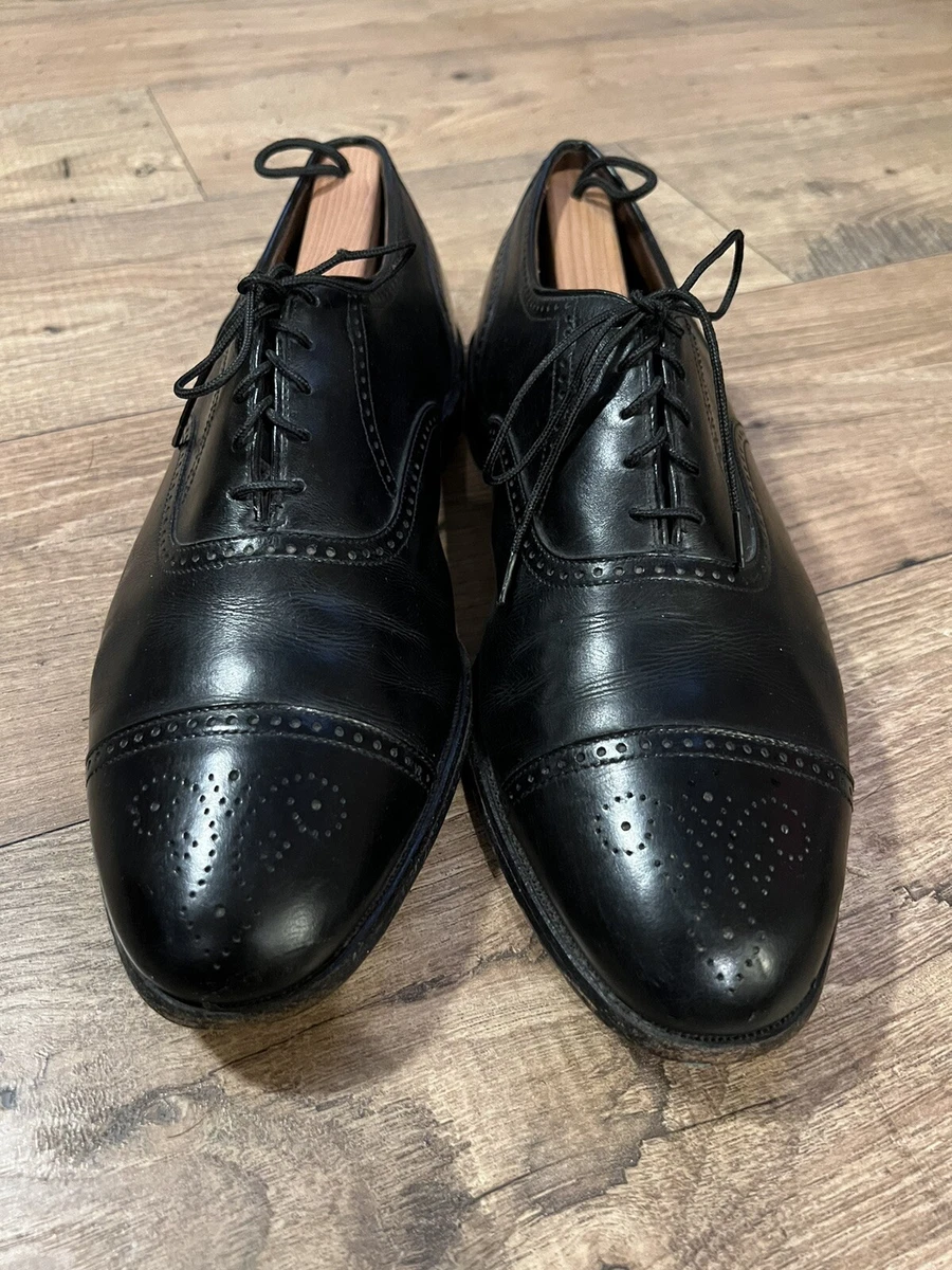 Allen Edmonds Stratton Mens Black Leather Cap Toe Medallion