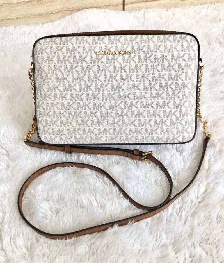 Michael kors jet set signature large east west crossbody cheap vanilla