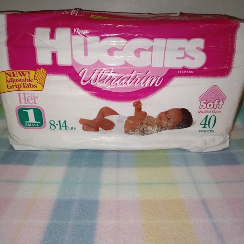Vintage Huggies Ultratrim Windeln für sie 1995 Größe 1 Small 8-14 Pfund 40 Stück