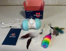 BurgeonNest Robot Cat Toy, Interactive w 3 Modes, 2 Speeds, Feathers, Mouse