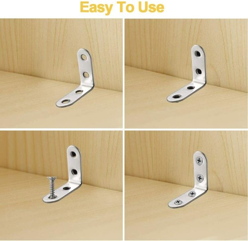 40mm*40mm Stainless Steel L Bracket, Corner Brace, 16 Pieces with Screws - Picture 3 of 5