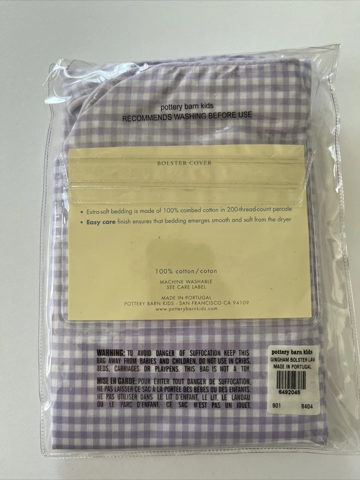 "NUEVA CUBIERTA ACOLCHADA GINGHAM POTTERY BARN KIDS PÚRPURA Y BLANCO 6x16""" Foto 2 de 2