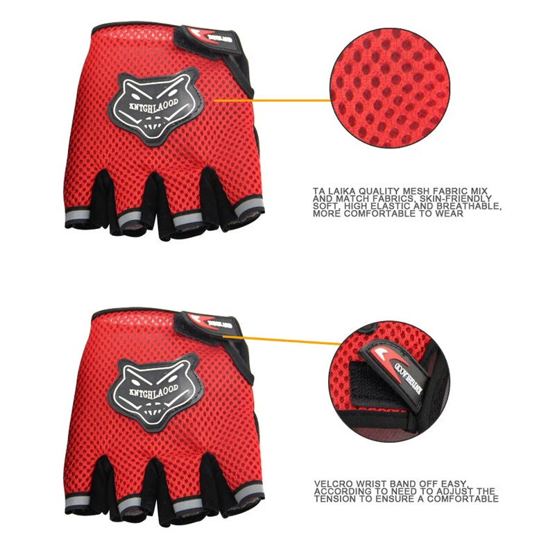 Niños Niños Ciclismo Medio Dedo Guantes Niños Niñas Sin Dedos Deportes al Aire Libre Foto 4 de 4