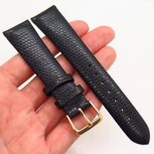 20mm Black Genuine Textured Lizard Leather Waterproof Watch Band Strap