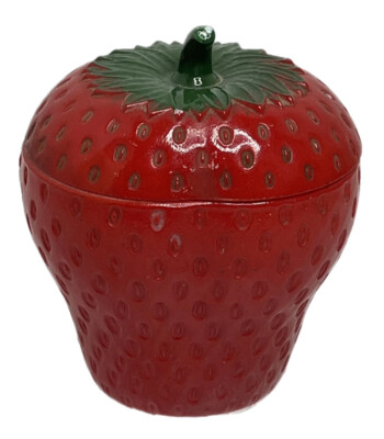 Vintage Hazel Atlas Strawberry Jam Jelly Jar Container Painted Milk Glass