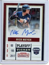 2017 Panini Elite Nick Meyer USA Baseball Auto Tickets Playoff /15
