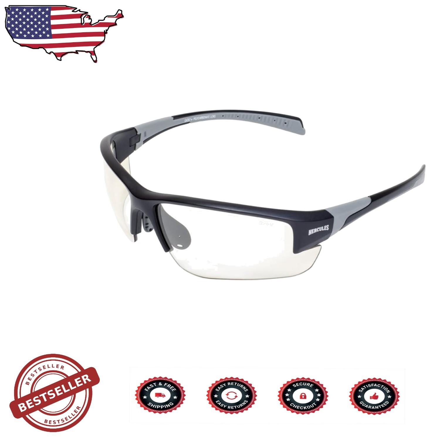 Unisex Adjustable UV400 Sunglasses with Shatterproof Lenses - Clear to Smoke