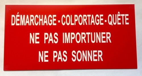 Plaque Panneau Demarchage Colportage Quete Ne Pas Importuner Ne Pas Sonner Ebay