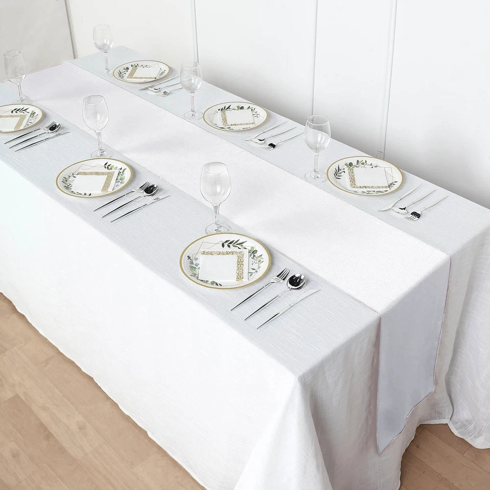 White POLYESTER 12x108" Table RUNNER Wedding Party Kitchen Linens Dinner SALE - Image 2 of 4
