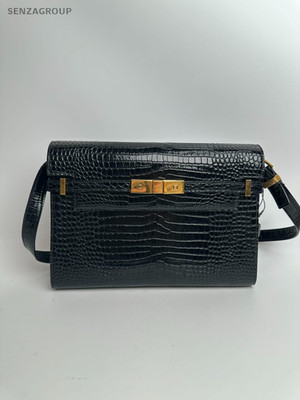 値下げSAINT LOUIS ブラック オブジェ SJ0001 YSL MANHATTAN Small Crocodile Embossed Calfskin Handbag | eBay