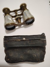 Antique LEMAIRE PARIS Mother of Pearl  Brass Opera Glasses Binoculars with Case