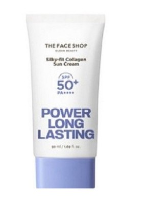 The Face Shop power long lasting silky fit collagen sun cream spf 50+ pa ++++
