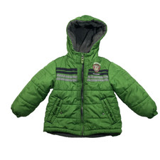 London Fog Puffer Jacket Kids 4T Green Hooded Fleece Lined L213810