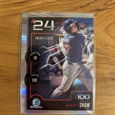 Matt Shaw Top 100 Chrome Prospect Rookie 2025 Bowman Card #BTP-24 Chicago Cubs