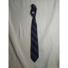 Christian Dior Mens Navy Blue Striped Silk Blend Necktie Vintage Made in USA